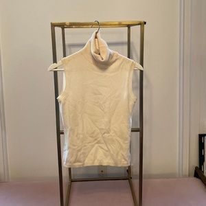 Malo White Sleeveless Turtleneck, 100% Cashmere